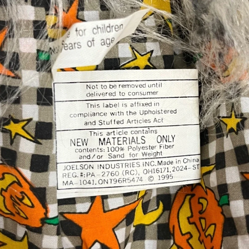 Vintage Halloween Witch Weighted Plush Joelson Industries Pumpkin Kitchen 1995‎